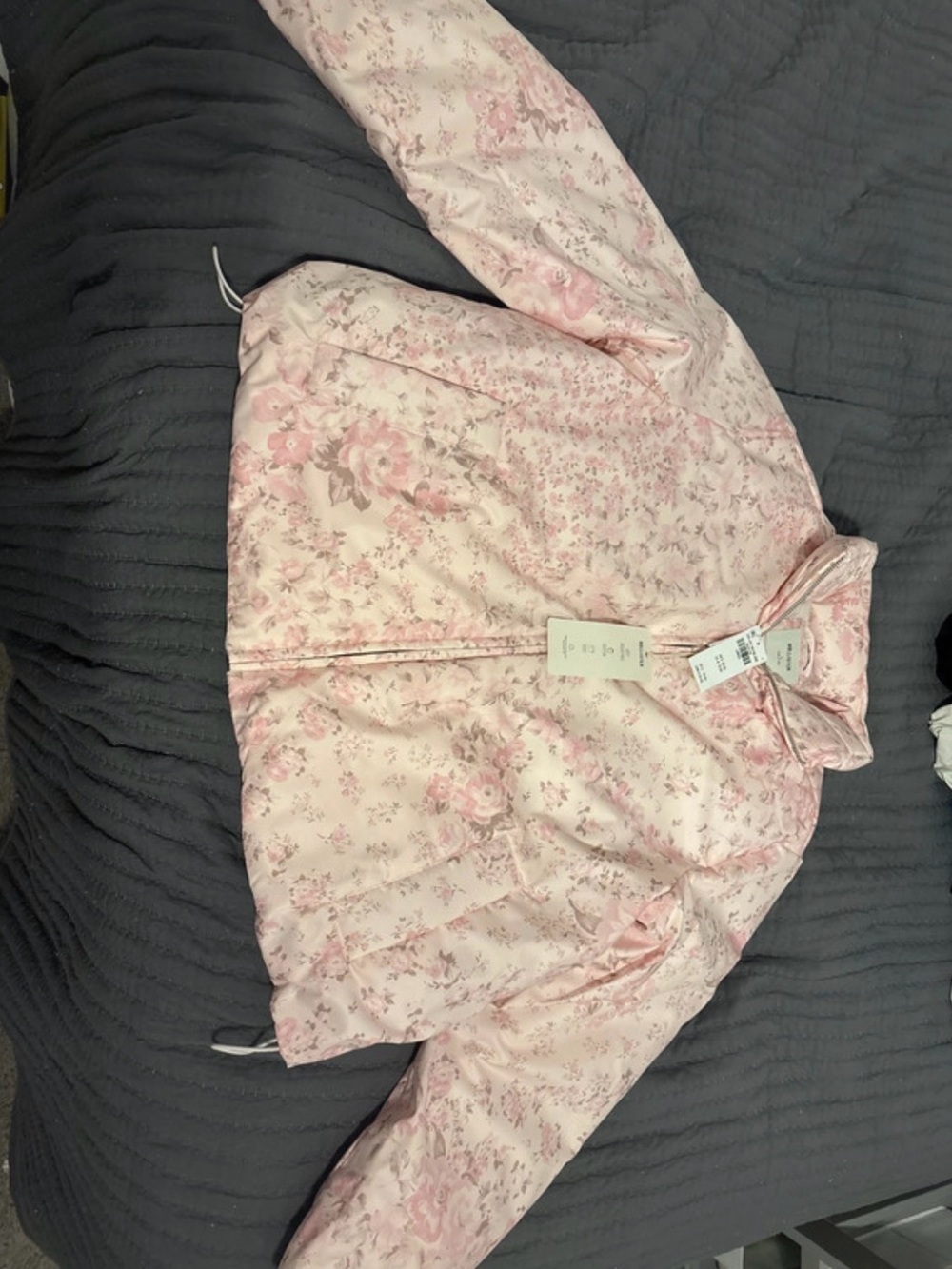 Hollister Light Pink Floral Puffer Jacket